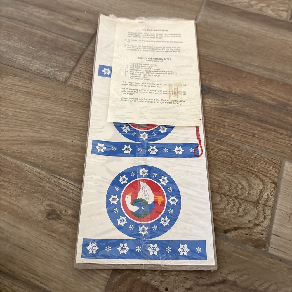 Vintage Set of Christmas Goose 1988 Current Inc Holiday Can Covers Sitcker Label